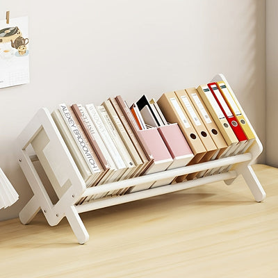 Estantería de bambú elegante - Organizador compacto para mostrador con diseño de ventana salediza, ideal para dormitorio y escritorio de estudio