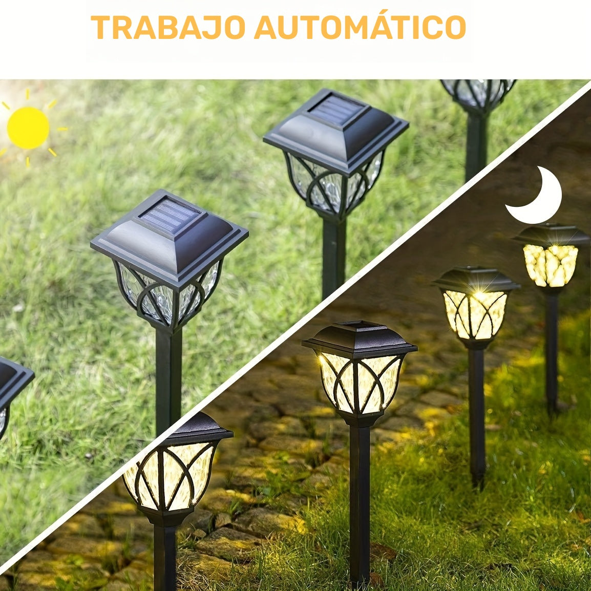 Lámpara solar para jardín, decoración exterior, luz solar nueva para patio, jardín, villa, césped, habitación (7 piezas)
