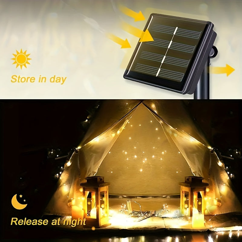 2/1 105 Pies 300 Luces de Cuerda LED Solares, Luces de Hadas para Halloween, Navidad, Acción de Gracias, 8 Modos, Impermeable IP44, Blanco Cálido/Blanco/Multicolor, para Jardín, Patio, Árboles, Boda, RV, Decoración de Ramadán
