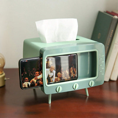 1/2pcs Soporte para Caja de Pañuelos Retro TV Cubierta para Caja de Pañuelos Lindo y Práctico Soporte para Teléfono Celular Soporte para Tampones para Baño, Cocina, Dormitorio, Mesas y Escritorios, Mesitas de Noche, Regalo Creativo