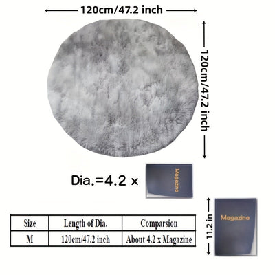 1pc Alfombra Redonda de Peluche para Suelo - Antideslizante y Lavable en Máquina, 100% Poliéster, Gris Claro y Grisáceo, Tamaños 79.76/119.89/159.77 cm para Dormitorio y Sala de Estar, Decoración del Hogar
