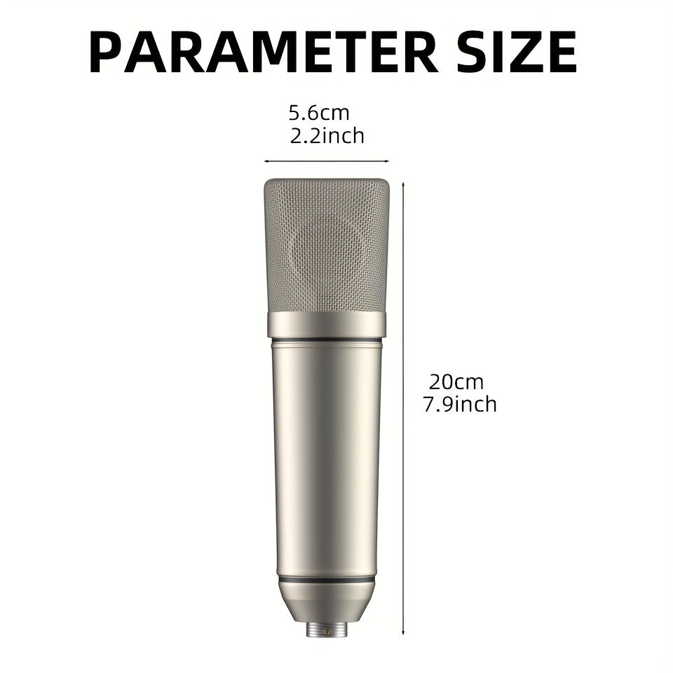 G-MARK U87ai Micrófono de Estudio Profesional Condensador - Micrófono USB Dorado con Soporte Antivibración y Filtro Anti-pop para Juegos, Transmisión en Vivo, Grabación Voz, Videollamadas - Diseño Ergonómico, Bajo Ruido, Compatible con Jack de Áudio de E