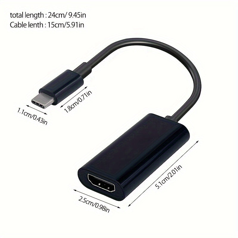 1pc Adaptador USB3.1 Tipo C de 4K 60HZ, compatible con proyector, PC, Macbook, portátil, tableta, Smartthings, alimentado por USB, voltaje de funcionamiento ≤36V