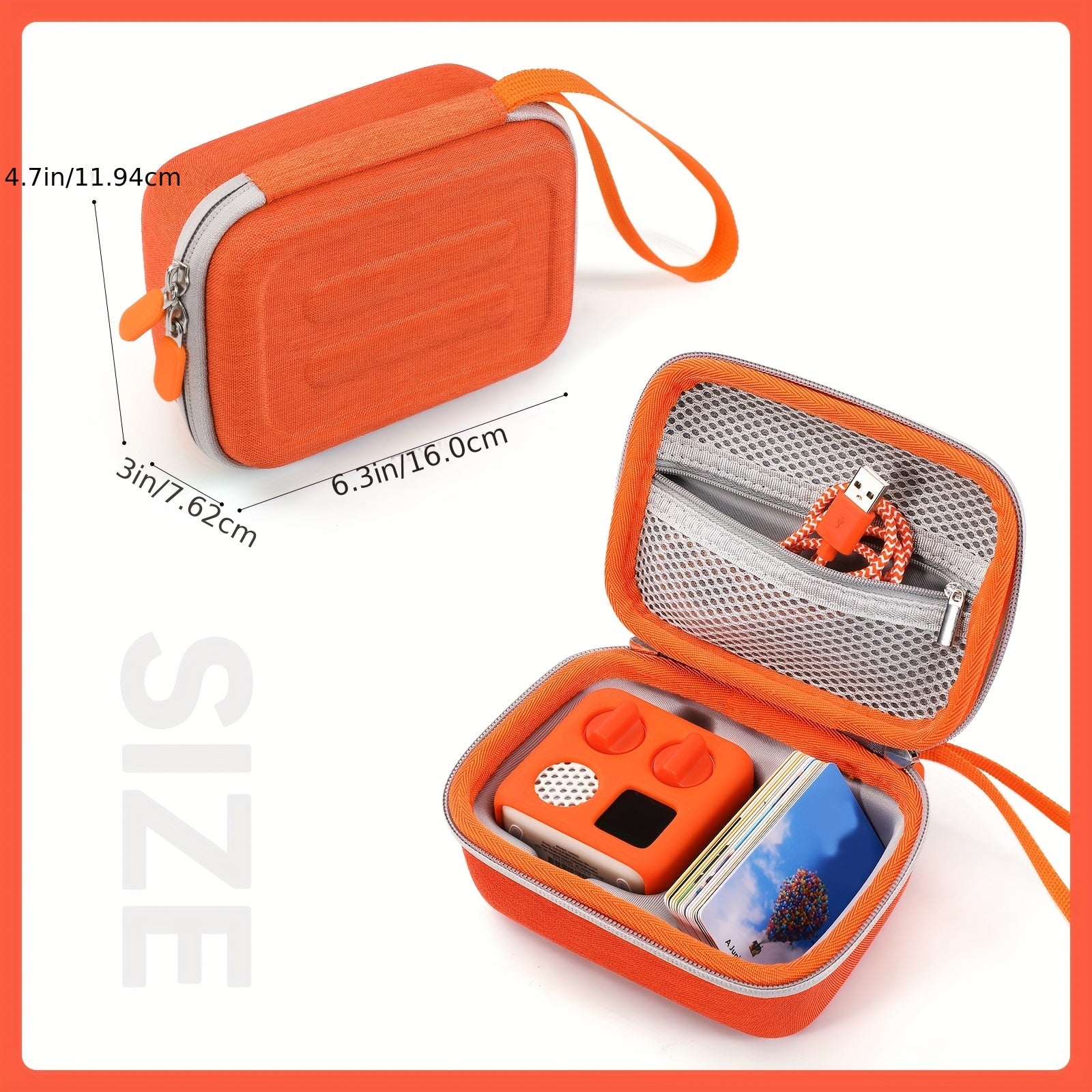 Yoto Mini Reproductor de Audio, Estuche de Transporte Protector - Organizador Portátil con Bolsillo de Malla, Material EVA Duradero, Ideal para Libros y Tarjetas Infantiles, Naranja y Gris, Estuche Organizador|Diseño Jocoso|Estuche Duradero de EVA, Organ
