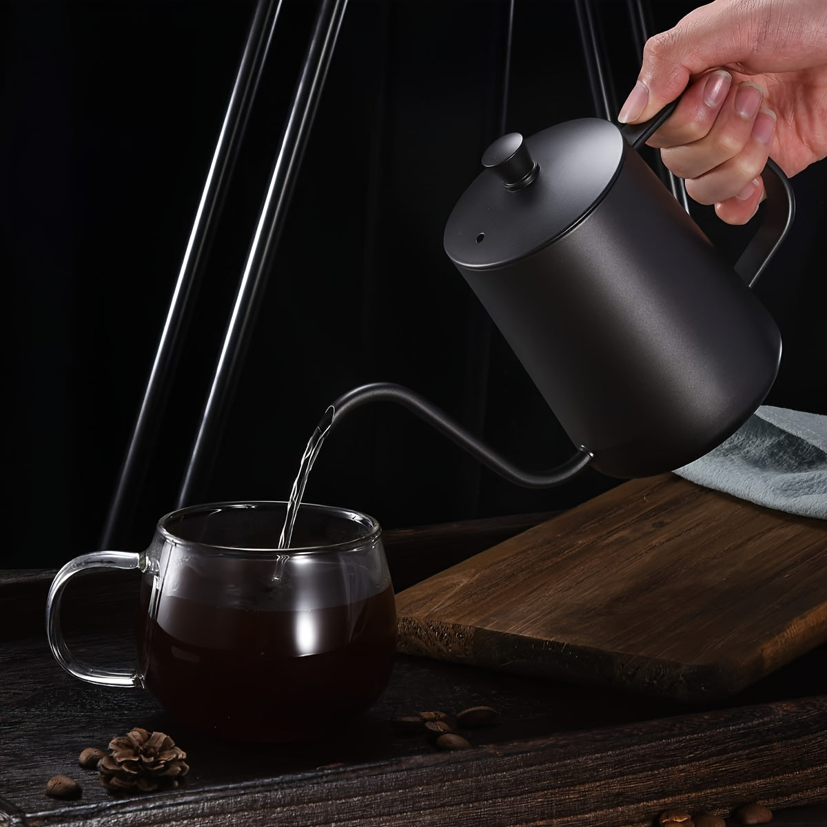 Tetera de acero inoxidable con pico de ganso para café y té - 350 ml, pico de vertido preciso para uso en el hogar y la cocina, ideal para acampar