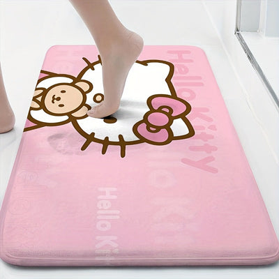 Alfombra de baño de franela Hello Kitty, lavable a máquina, antideslizante, diseño de Hello Kitty y amigos, ideal para baño, sala o dormitorio, suave, duradera y de secado rápido