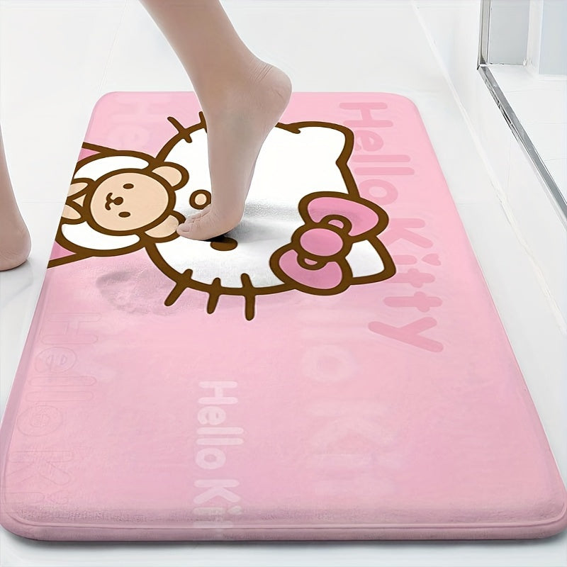 Alfombra de baño de franela Hello Kitty, lavable a máquina, antideslizante, diseño de Hello Kitty y amigos, ideal para baño, sala o dormitorio, suave, duradera y de secado rápido