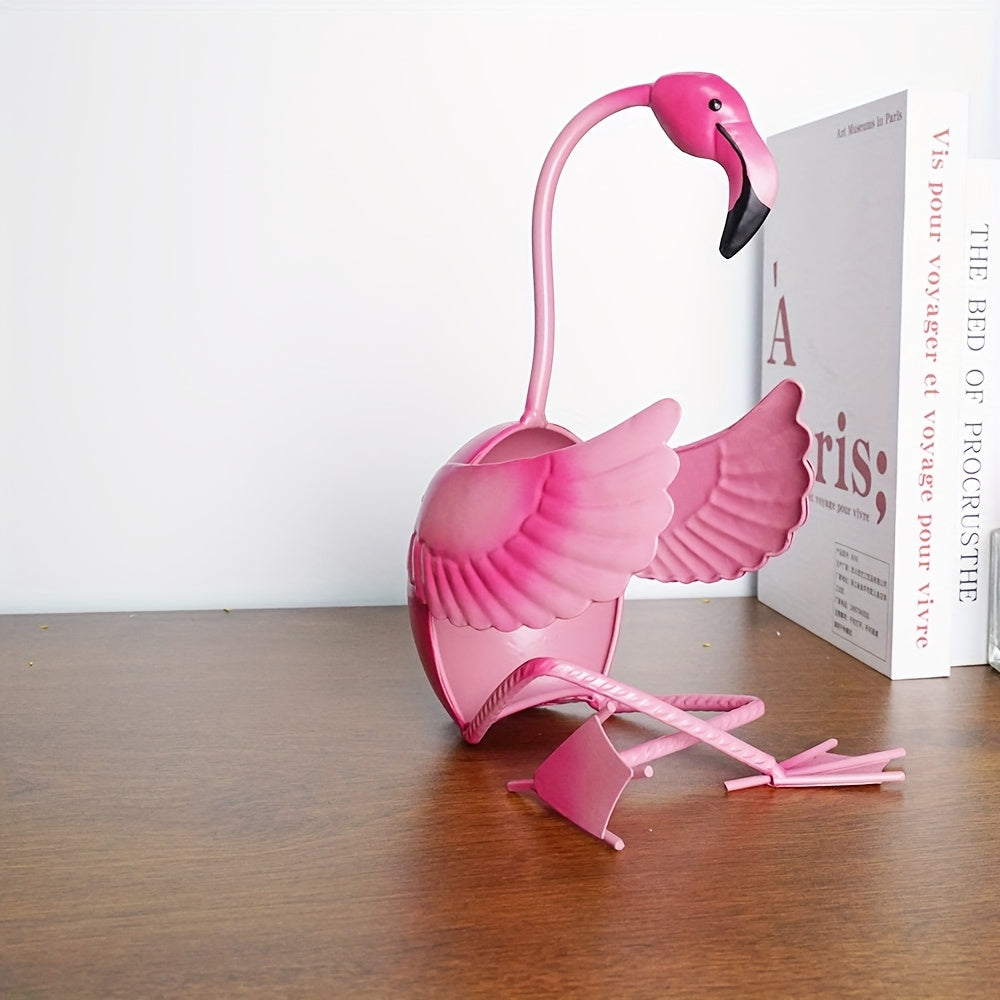 Soporte de vino de metal con forma de flamenco y soporte de vidrio - Creativo almacenamiento de botellas de vino rojo, diseño de ave divertido para decoración de escritorio, cocina y hogar, decoración única del hogar, diseño juguetón, construcción sólida.