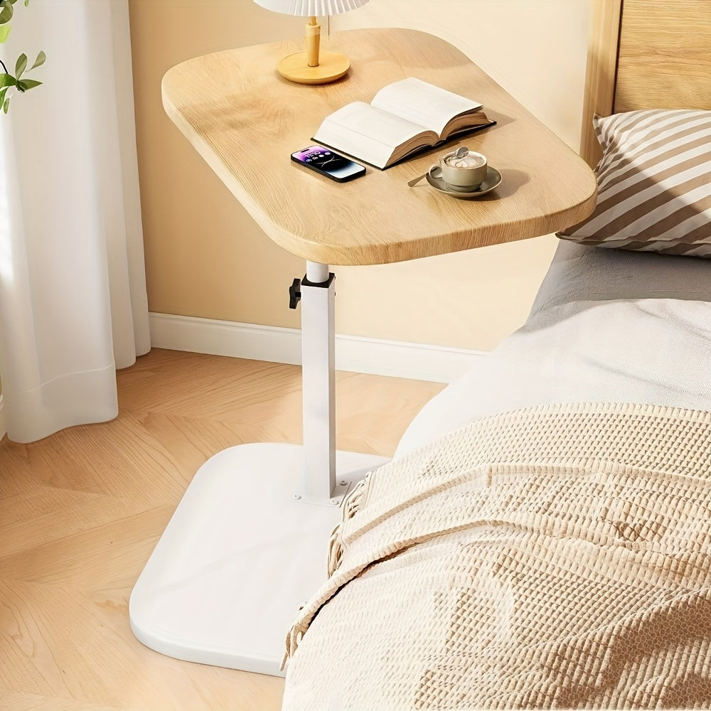 Mesita Ajustable de Estilo Elegante con Tapete de Madera - Escritorio Portátil para Café sobre Estructura de Hierro, Ideal para Sala de Estar, Dormitorio, Ocio al Aire Libre y Espacios Pequeños