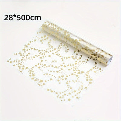 1 unidad de mantel de lona dorada de 11x108 pulgadas y 11x196 pulgadas, mantel de estrellas con lentejuelas brillantes, diseño de estrellas metálicas, dorado/rose dorado/plata, tela de poliéster, decoración de mesa festiva para Navidad, boda, cumpleaños,