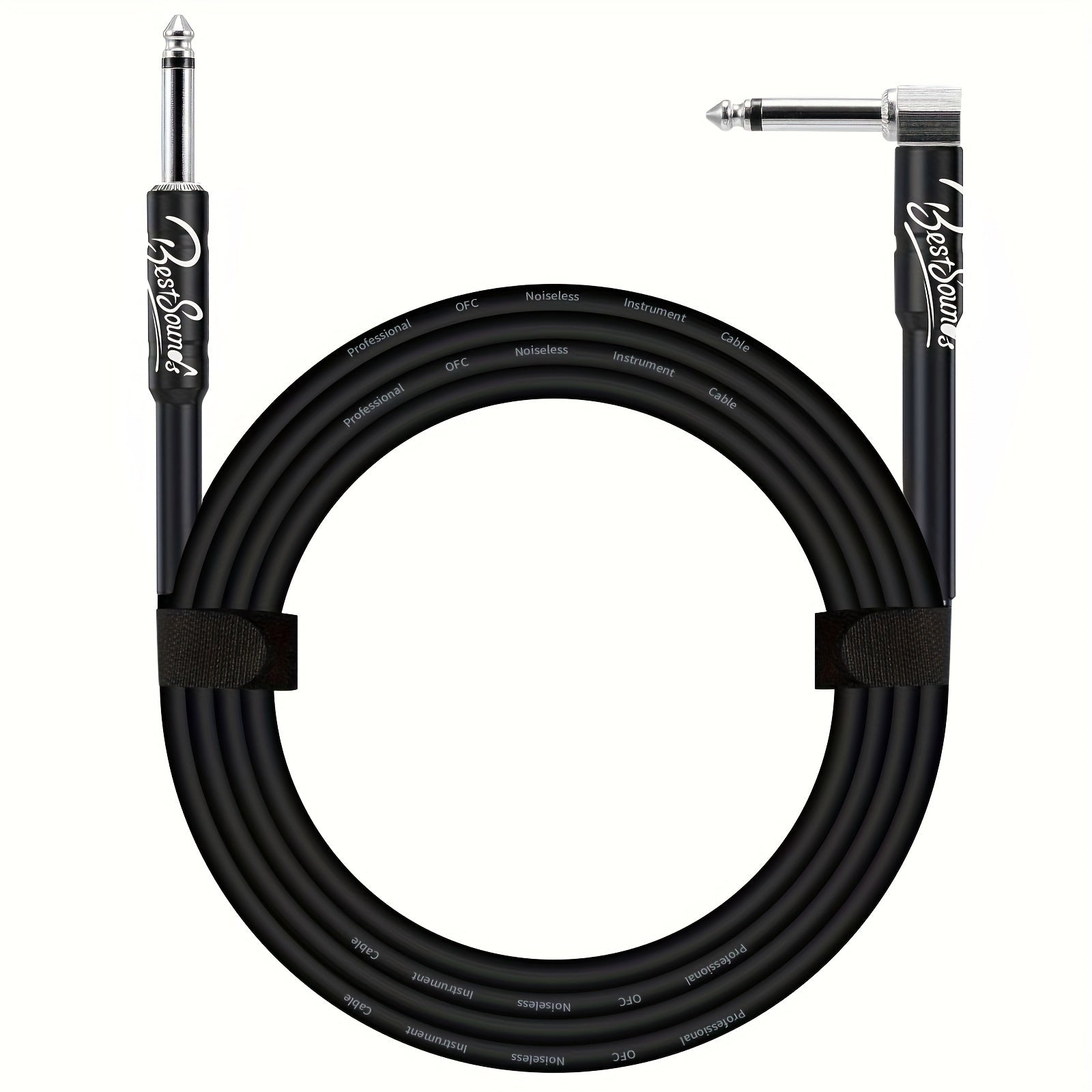Cable de Guitarra Eléctrica Duradero de 10ft/20ft - Cable de Instrumento Macho a Hembra con Conectores de 1/4", Cable Redondo Flexible para Bajo, Teclado y Amplificador de Audio - Negro con Bandas de Goma Organizadoras, Accesorios para Guitarra Eléctrica