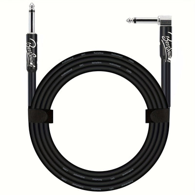 Cable de Guitarra Eléctrica Duradero de 10ft/20ft - Cable de Instrumento Macho a Hembra con Conectores de 1/4", Cable Redondo Flexible para Bajo, Teclado y Amplificador de Audio - Negro con Bandas de Goma Organizadoras, Accesorios para Guitarra Eléctrica