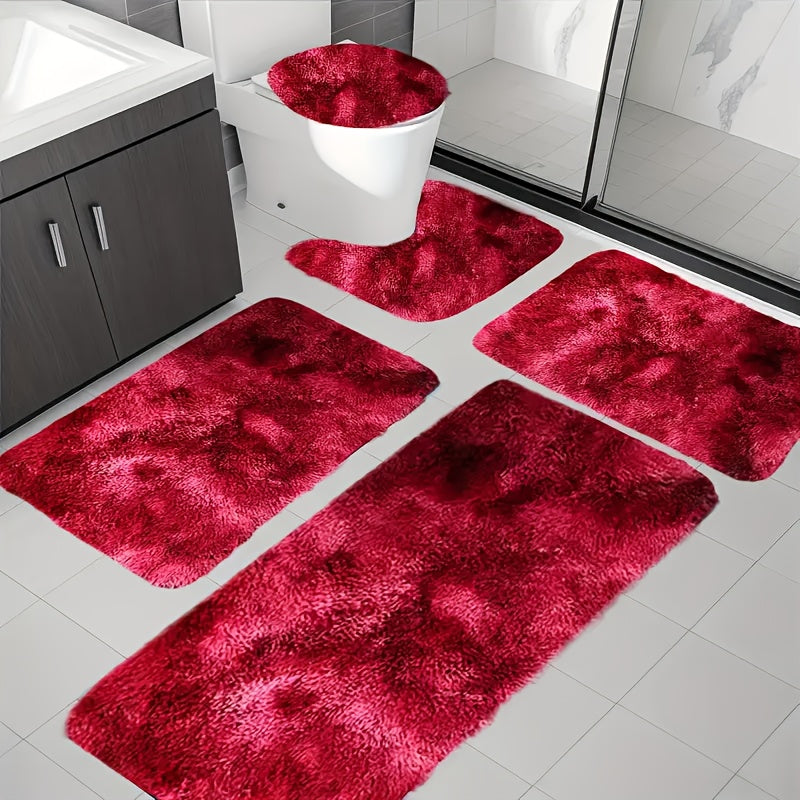Juego de 5 alfombras de baño de lujo, súper suaves, absorbentes, antideslizantes, gruesas, lavables a máquina, con diseños geométricos, perfectas para decoración moderna del hogar