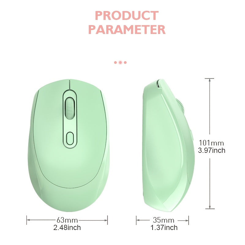Ratón Inalámbrico BalanceFit, Modo Doble 2.4G e Inalámbrico, Diseño Ergonómico con Agarre Cómodo, Tamaño Compacto para Oficina y Juegos, Compatible con Portátiles, Escritorios, Tabletas, Varios Colores (Negro/Blanco/Rosa/Verde), BalanceFit