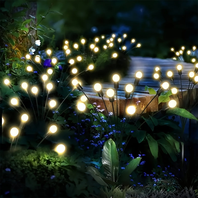 6 luces solares para jardín tipo luciérnaga, color blanco cálido, ideales para regalos de Navidad, Pascua y Halloween