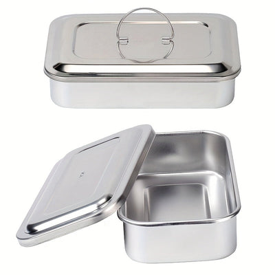 Bandeja de desinfección de acero inoxidable gruesa con tapa y mango, caja cuadrada para desinfectar herramientas de manicura