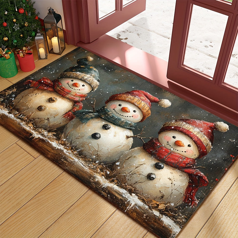 Felpudo navideño de bienvenida para puerta, con respaldo de goma antideslizante, lavable a máquina, alfombra trenzada rectangular de poliéster, tapete ligero para interiores y exteriores para entradas, salas de estar, baños y balcones, decoración navideñ