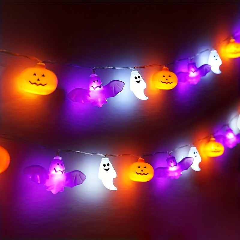 1 pieza de Calabaza LED para Halloween, Murciélago y Luces de Cadena - Decoración Interior Ahorradora de Energía con Baterías para Hogar, Dormitorio, Fiesta y Ventanas, Decoraciones de Halloween