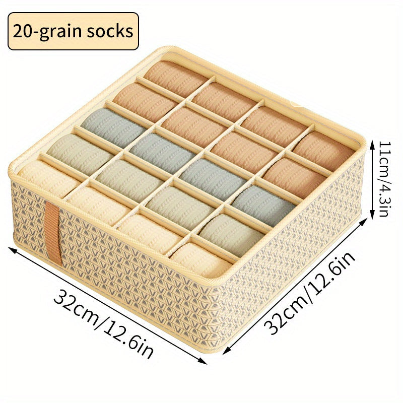 Caja de almacenamiento de tela plegable con tapa transparente - Organizador de varios compartimentos para ropa interior, calcetines y jeans - Ideal para uso en casa y dormitorio, Bolsa separadora de ropa, Organizador de almacenamiento de ropa