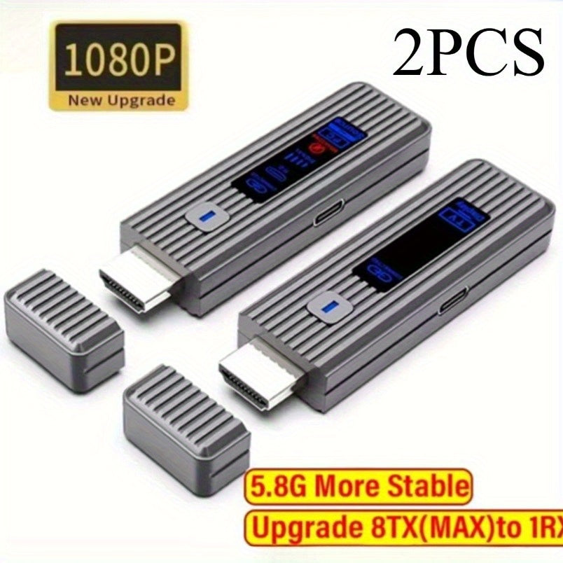 2 piezas Extensor sin varillas de Transmisor y Receptor para Video y Audio HDTV 50m Adaptador de Pantalla Inalámbrica 1080P@60Hz desde PC a Proyector & Monitor