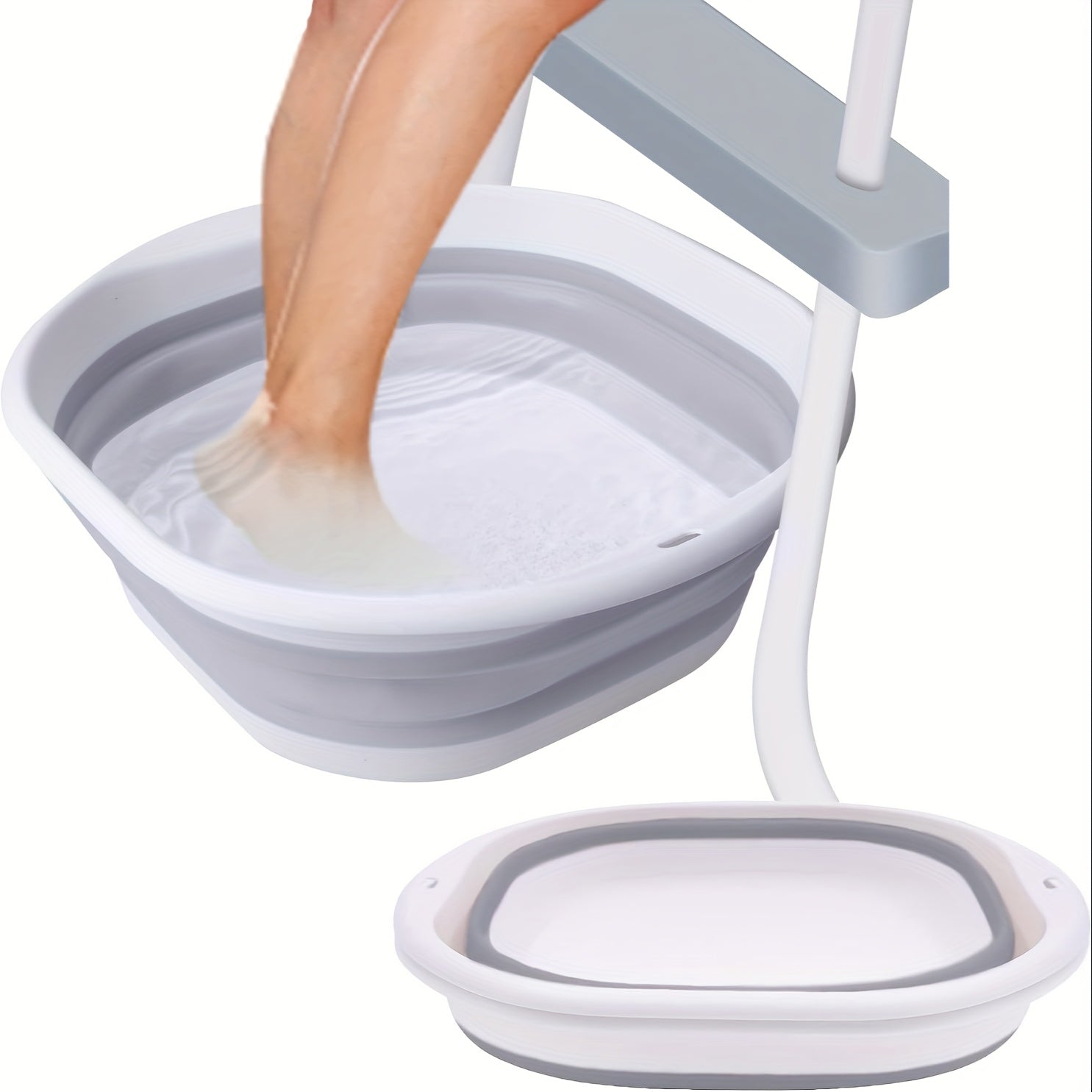 1pc Bañera Portátil Plegable para Pies y Manicura - Diseño Duradero de Plástico Ahorrador de Espacio, Sin Necesidad de Electricidad, Multiusos para Lavandería, Camping, Dormitorio, Ducha, Cocina y Accesorios de Baño, Bañera Portátil, Esenciales para Habi