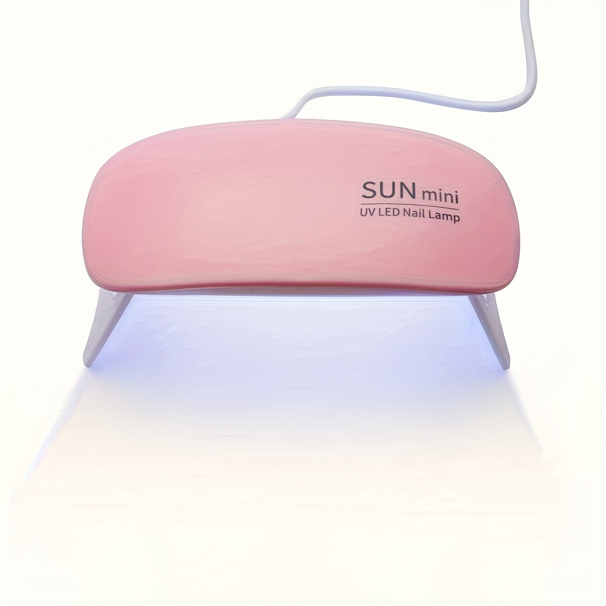 Lámpara de uñas portátil mini con 6 luces LED, color rosa y blanco, alimentación USB, diseño plegable, ideal para esmaltado en gel y secado, perfecta para cuidado de manos, pies y uñas