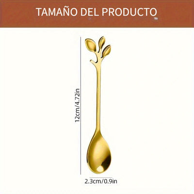 Juego de 10 cucharas para postres de acero inoxidable, diseño elegante de hoja, cucharitas para café, utensilios minimalistas para frutas y postres, ideal para fiestas y celebraciones, regalo para el Día de la Madre, Pascua, renovación primaveral, reunio