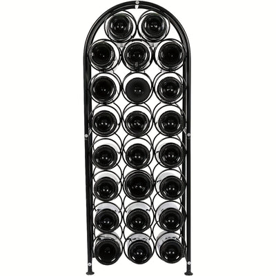 [Botellero de Vino Independiente Negro] Botellero de Vino Independiente de Piso de Metal Negro con Arco - 1 ud, Soporte para 23 Botellas de Vino