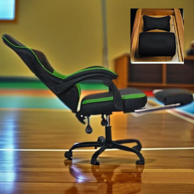 Butaca Ergonómica para Gaming con Ajuste de Altura y Giratorio 360° - Estructura Metálica Resistente, Cojín PU - Para PC, Laptop, Oficina en Casa, eSports - Silla de Escritorio Fácil Montaje, Estética Deportiva