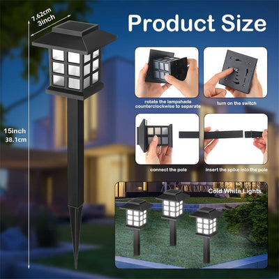 Conjunto de 12 Luces Solares LED para Jardín, Iluminación Exterior con Temporizador Automático, Diseño Pequeña Casa para Patio, Césped y Entrada, Resistentes al Clima y Eficientes en Energía, Iluminación Paisajística | Luces Decorativas para Jardín | LED