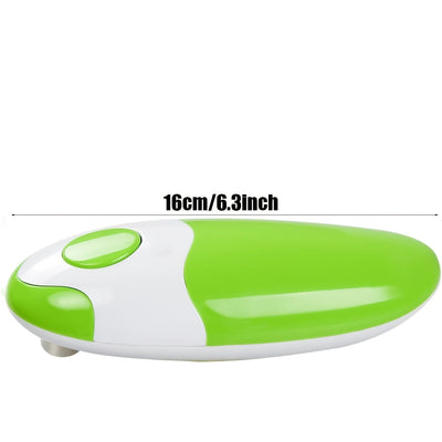 Abrelatas Eléctrico Automático FEIYBA - Operación con un Toque, Seguridad Sin Manos, Diseño Ergonómico Verde y Blanco, Alimentado por Baterías (4 AA No Incluidas) para Uso Fácil en la Cocina, Herramienta Moderna, Acabado Suave en el Mango