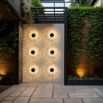 2 Piezas de Luces Solares FACHOI para Exteriores, IP65 Impermeables con Encendido/Apagado Automático, Diseños Arquitectónicos Vintage Modernos, LED Amarillo Cálido para Jardín, Patio, Balcón, Villa y Puerta - Iluminación Energaeficiente para Paisajes, In