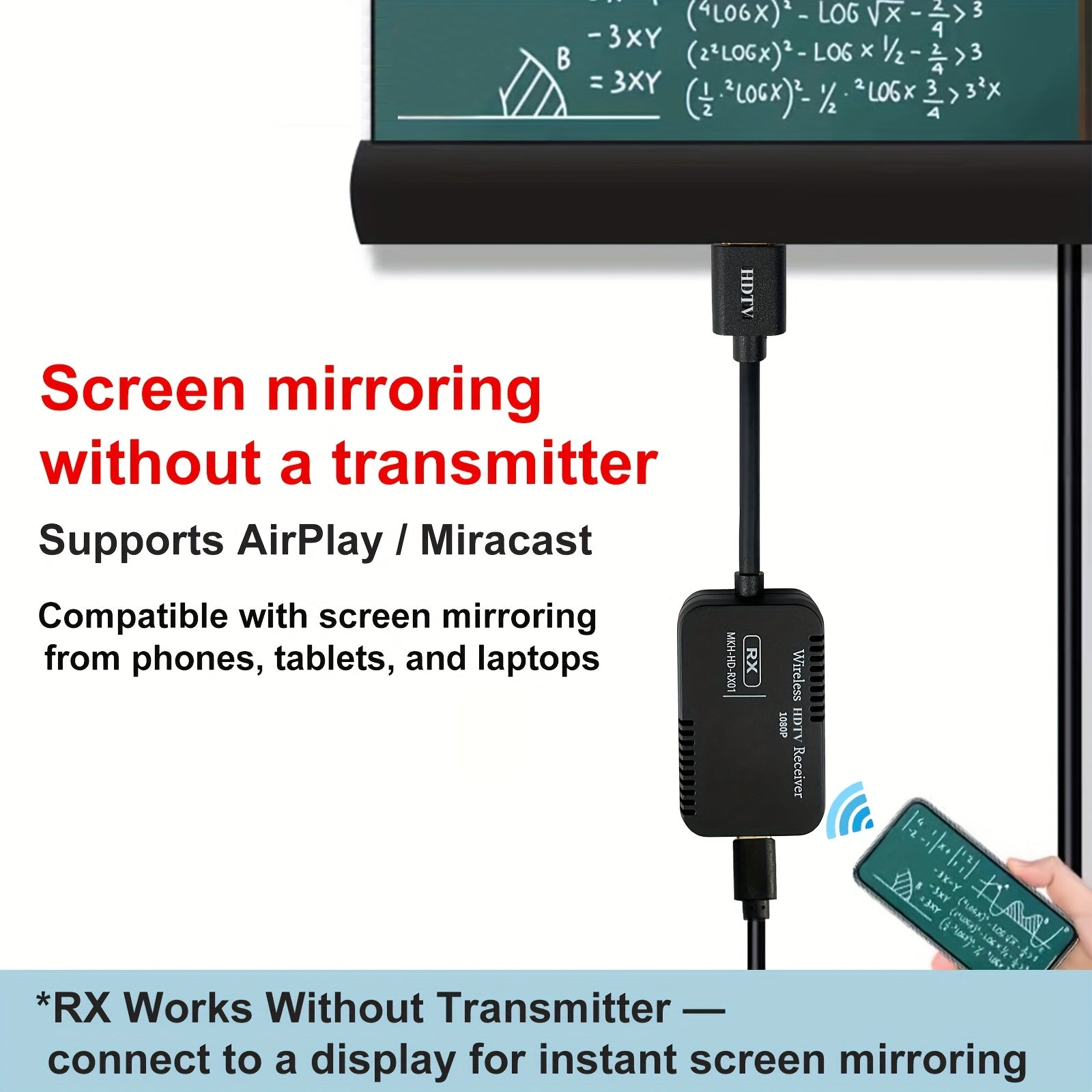 Modelo MTR1 PLUS con todas las funciones, transmisor y receptor sin varillas de alta definición 1080P, paquete de transmisión extendida HD, alcance abierto de 50 metros/165 pies, no solo soporta transmisión punto a punto, sino también es adecuado para re