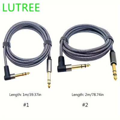 Cáble de audio LUTREE recto a curvo 6.5, triple núcleo con doble blindaje para reducción de ruido, cable para escenarios y mezclas, conexión de guitarra, piano electrónico, grabación macho a macho, bajo de madera