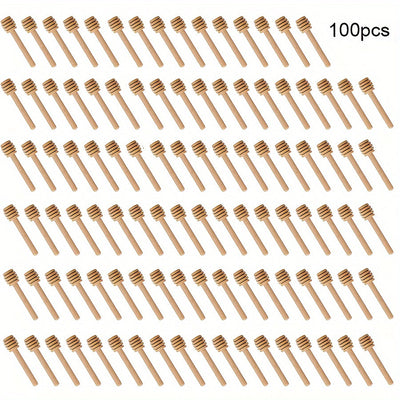 100pcs Mini Cuchara De Madera Para Miel, Mango Largo De Madera Para Miel, Suministros Para Tarros De Miel, Varilla Para Mezclar Té Con Leche, Herramientas Para Postres, Gadget De Cocina