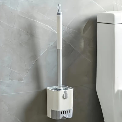 Juego de 1 escobilla para inodoro de pared, con mango largo duradero, cerdas flexibles para limpieza profunda, sin rincones inalcanzables, diseño ahorrador de espacio, ideal para baños de hogar y hoteles