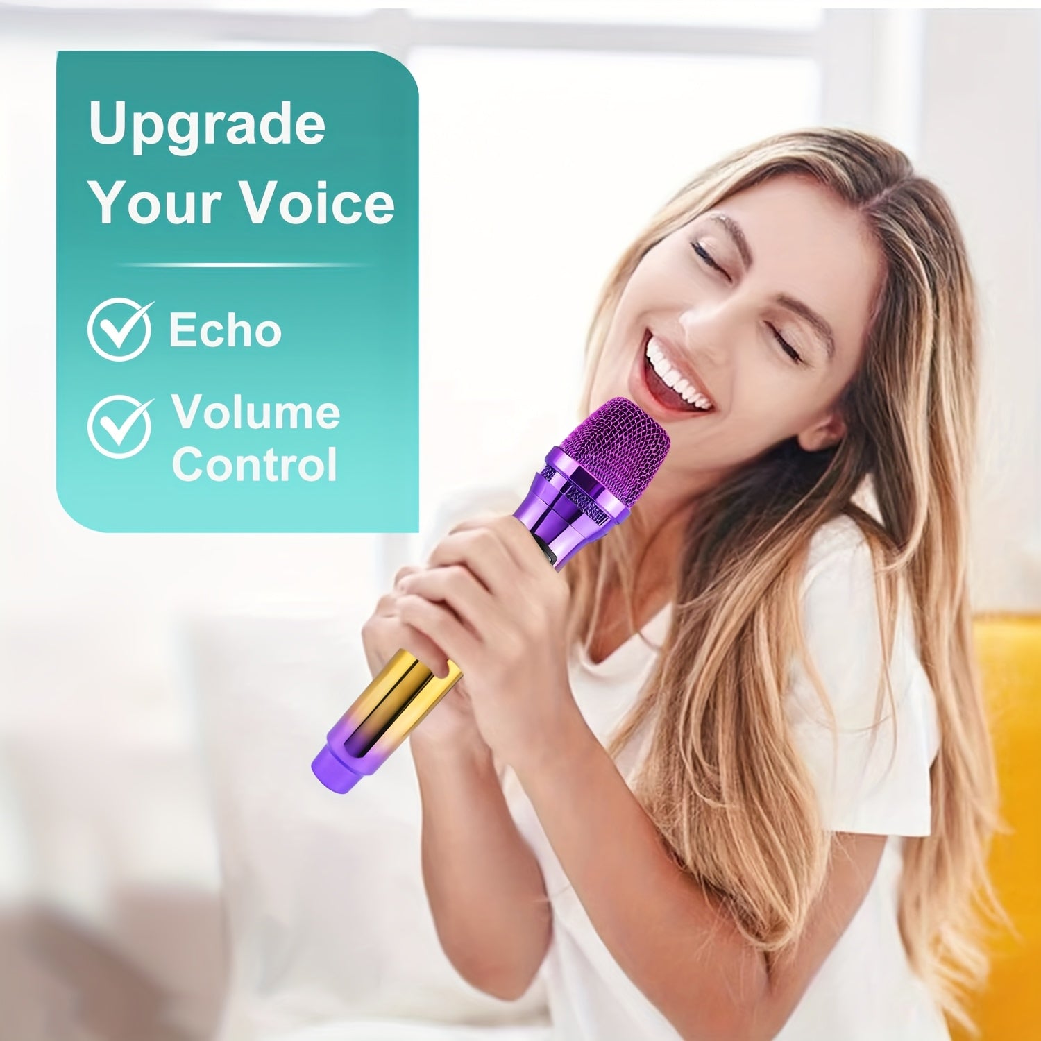Microfono de Karaoke sin varillas Recargable y Colorido, Máquina de Karaoke para Fiestas en Casa o al Aire Libre, Adaptador de 3.5mm, Soporte de Almacenamiento Incluido
