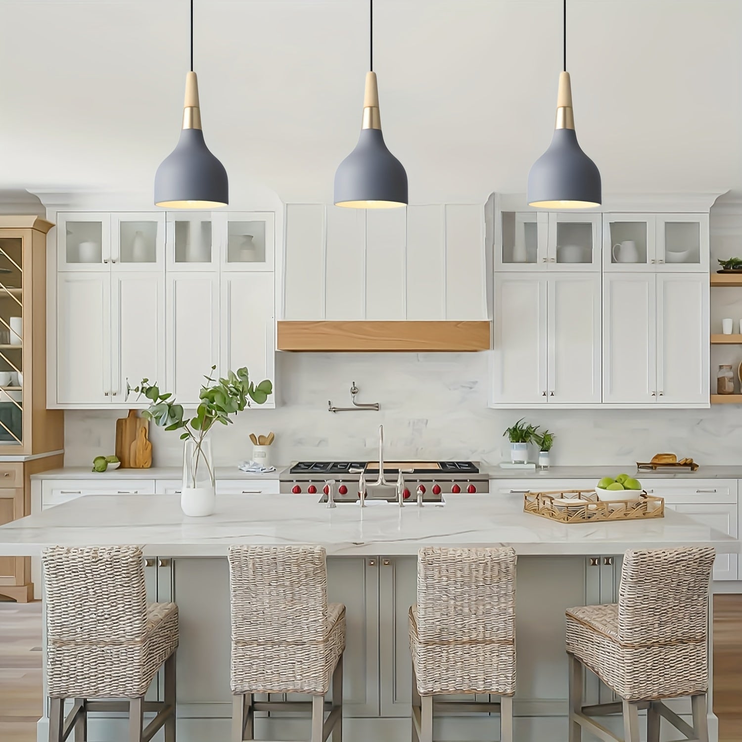 Lámpara colgante nórdica blanca moderna, lámpara colgante moderna, decoración de techo colgante, iluminación de techo para isla de cocina, lámpara colgante con cadena ajustable, adecuada para comedor, pasillo, dormitorio, sala de estar.