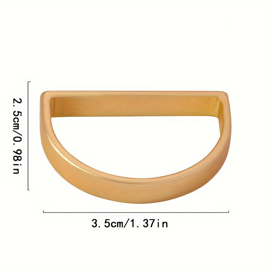 6 piezas de anillos de servilleta de acero inoxidable dorado - Decoración de mesa de forma D de color sólido para Navidad, accesorios elegantes para fiestas, soportes de tela no tejida para mejorar la atmósfera de la mesa.