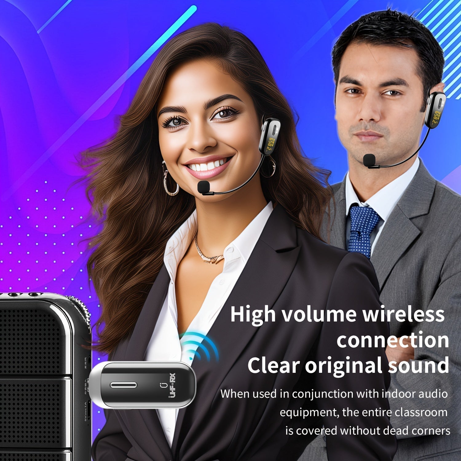 JYX Brand, U-210, Auriculares inalámbricos dobles con micrófono, se pueden usar al mismo tiempo por 2 personas, micrófono para auriculares, carga USB, enchufa y juega, actuación en escena, actuación, karaoke, altavoz, amplificador, altavoz con micrófono,