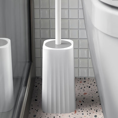 Juego de cepillo para inodoro con soporte, mango largo y diseño flexible para limpieza sin rincones, ideal para el baño
