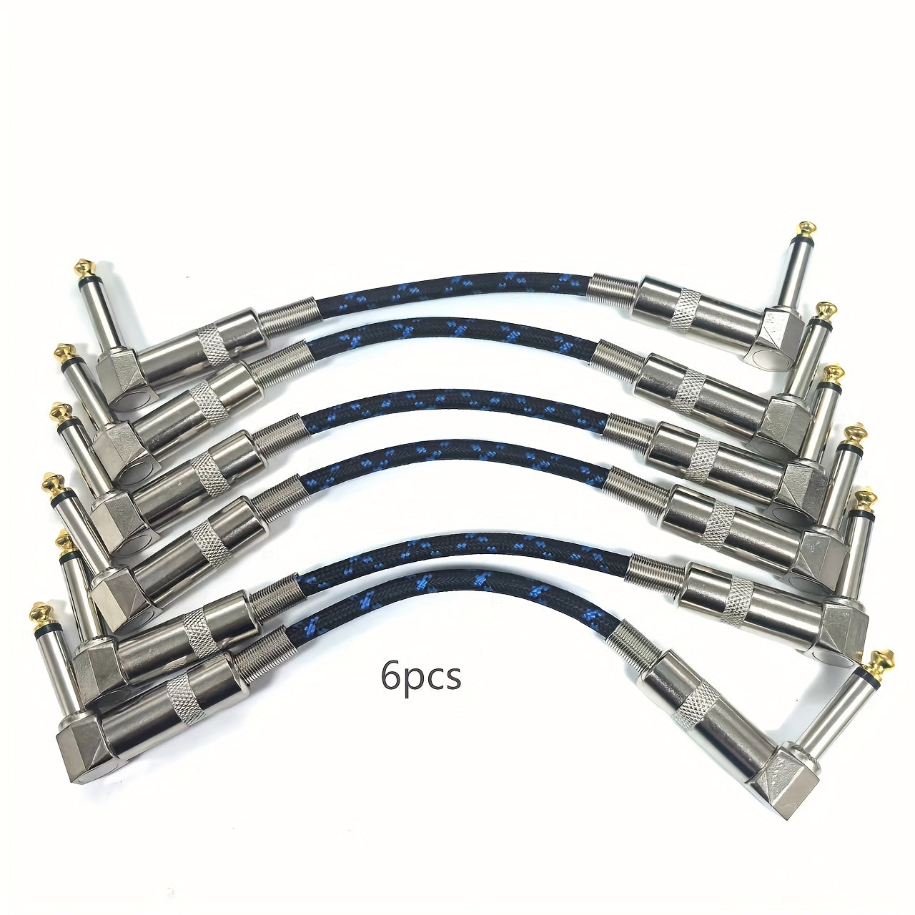 Conjunto de 6 cables de parche para guitarra de 6 pulgadas en ángulo recto - Cables de instrumento macho a macho de 1/4" TS, Conector de alta calidad Cat 5e para pedales, Conectores flexibles de forma redonda