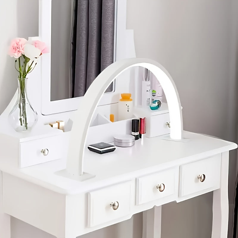 Lámpara de uñas cúspide LED, brillo y temperatura de color ajustables, adecuada para arte de uñas, extensiones de pestañas y cuidado de color beige claro | Control de botón simple, iluminación de escritorio moderna