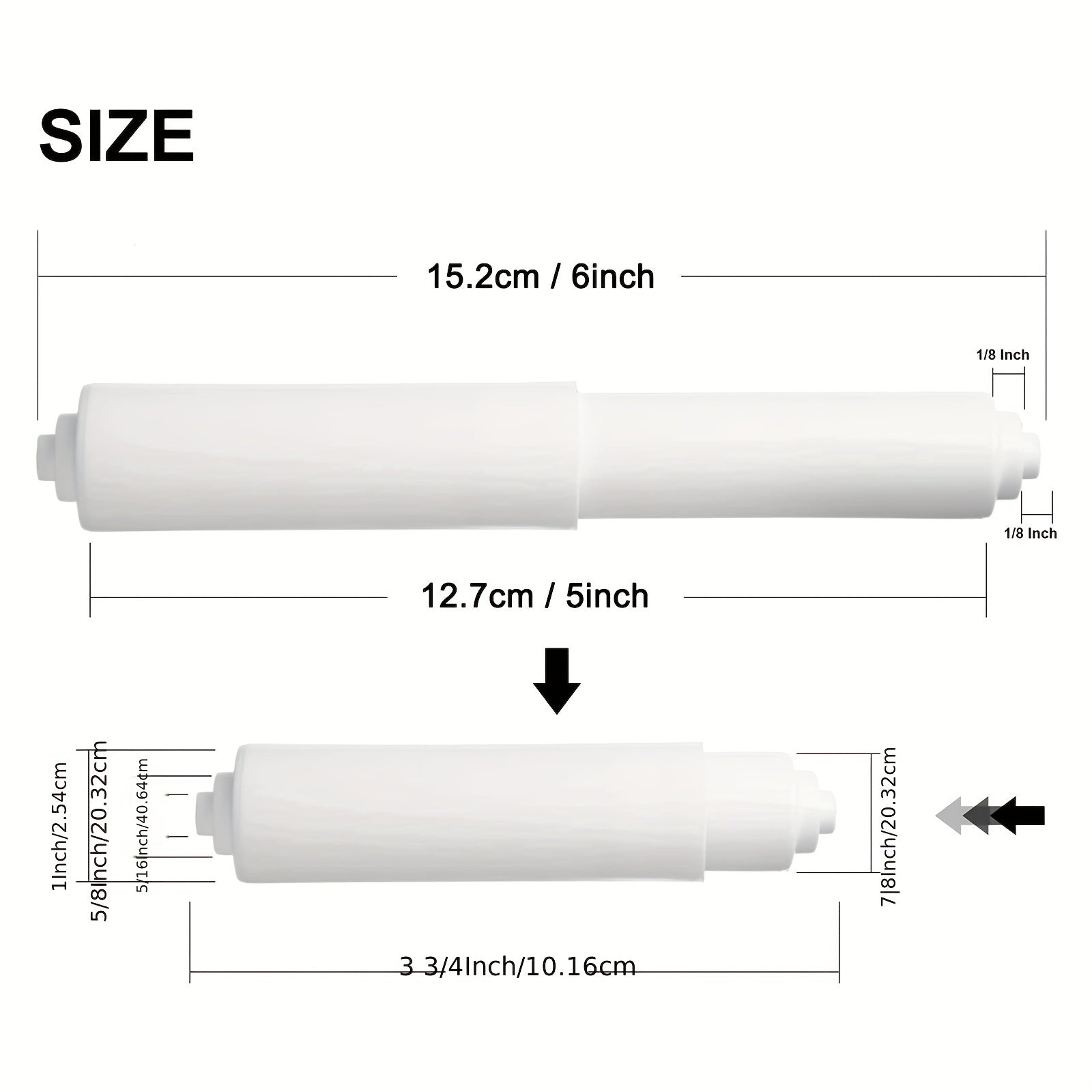 2 piezas de soporte ajustable para papel higiénico blanco con resorte - Rodillo de plástico duradero de reemplazo, fácil instalación para deslizamiento suave, mecanismo con resorte, soporte para rollo de papel higiénico