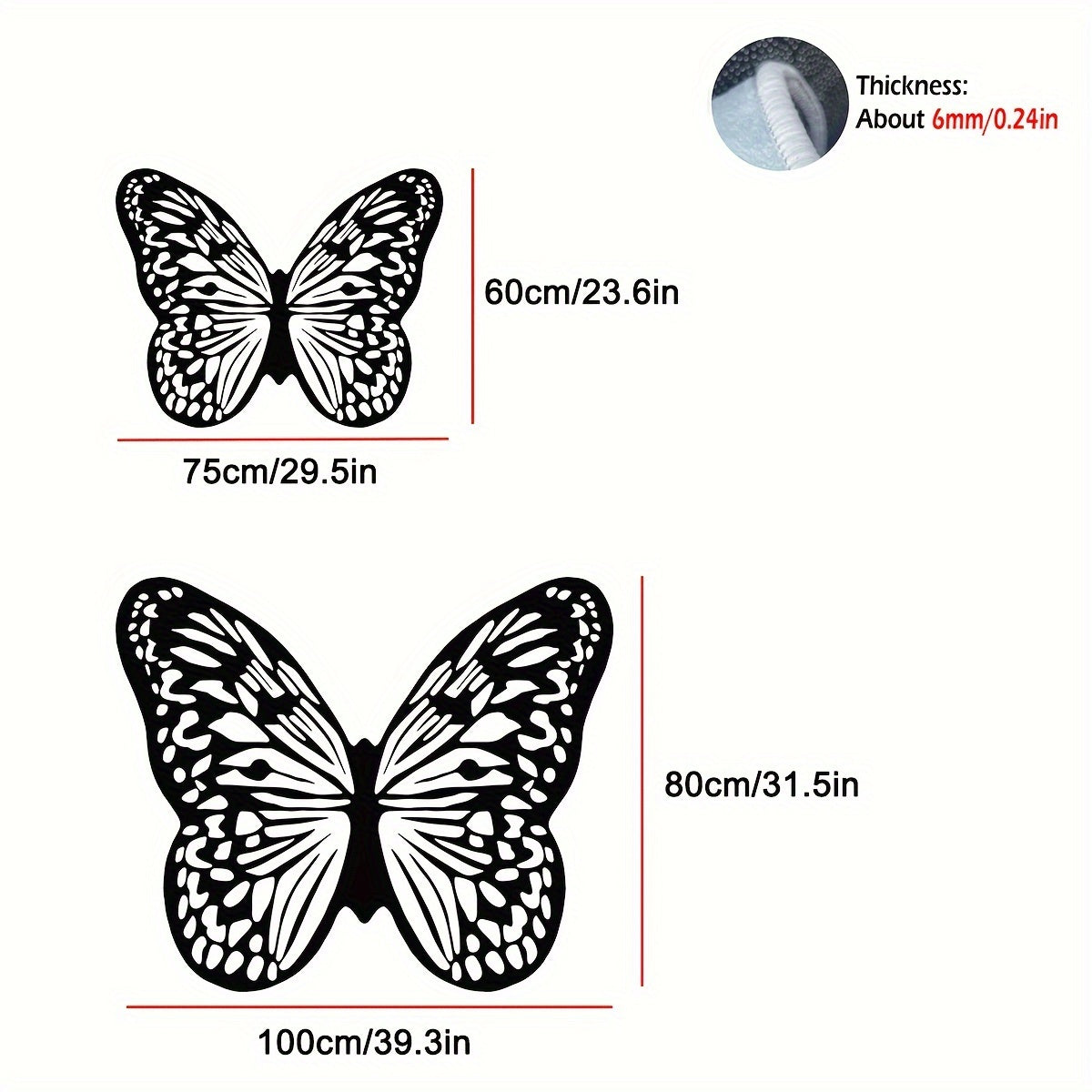 Alfombra de área tejida en forma de mariposa - Alfombra de área de poliéster antideslizante, ligera y lavable con respaldo de goma - Solo lavado a mano, forma irregular - Ideal para sala de estar, dormitorio, cocina, baño, lavadero, pasillos, salas de ju