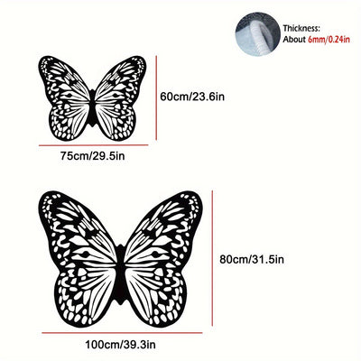 Alfombra de área tejida en forma de mariposa - Alfombra de área de poliéster antideslizante, ligera y lavable con respaldo de goma - Solo lavado a mano, forma irregular - Ideal para sala de estar, dormitorio, cocina, baño, lavadero, pasillos, salas de ju
