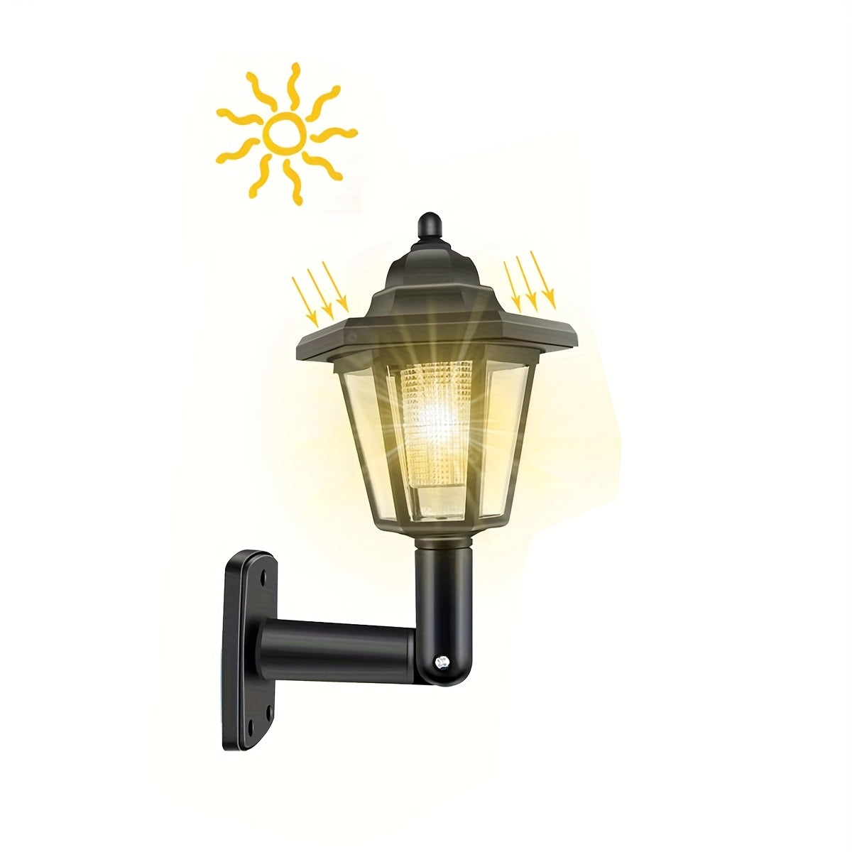 1/2 piezas de luz solar hexagonal para exteriores, luz solar LED para paredes, decoración de jardín de faro vintage, poste de luz solar para exteriores
