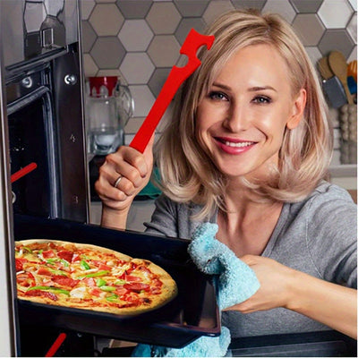 Varilla de Empuje y Extracción Profesional para Horno con Mango Largo - Organizador Resistente al Calor, Agarre Antideslizante Seguro para Hornos, Estufas y Parrillas - Compatible con Hornos de Convección y Estándar - Herramienta Roja para Horneado, Acce