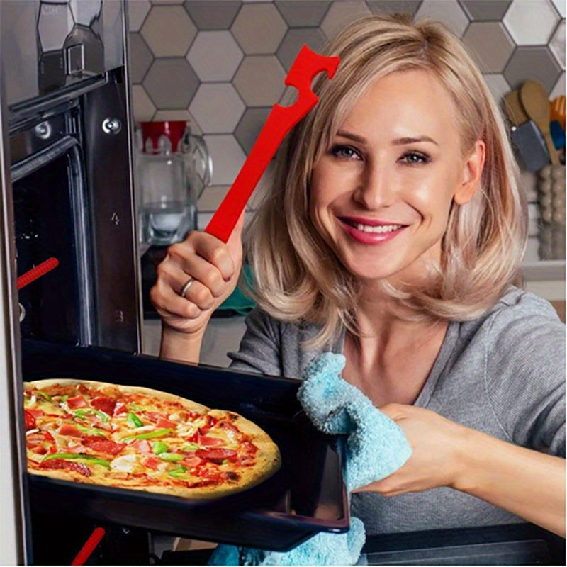 Varilla de Empuje y Extracción Profesional para Horno con Mango Largo - Organizador Resistente al Calor, Agarre Antideslizante Seguro para Hornos, Estufas y Parrillas - Compatible con Hornos de Convección y Estándar - Herramienta Roja para Horneado, Acce