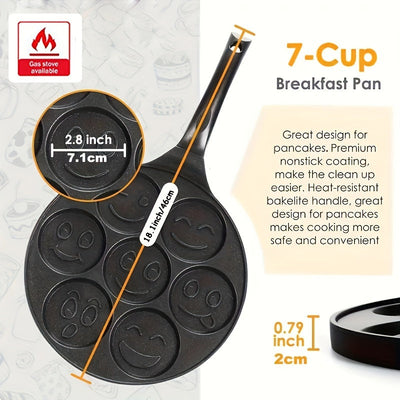 Sartén de panqueques de 7 tazas con molde de waffle - Aleación de aluminio duradera, perfecta para hacer panqueques esponjosos, waffles y blinis, ideal para uso doméstico y en restaurantes, panqueques de calidad de restaurante | Diseño decorativo de panq
